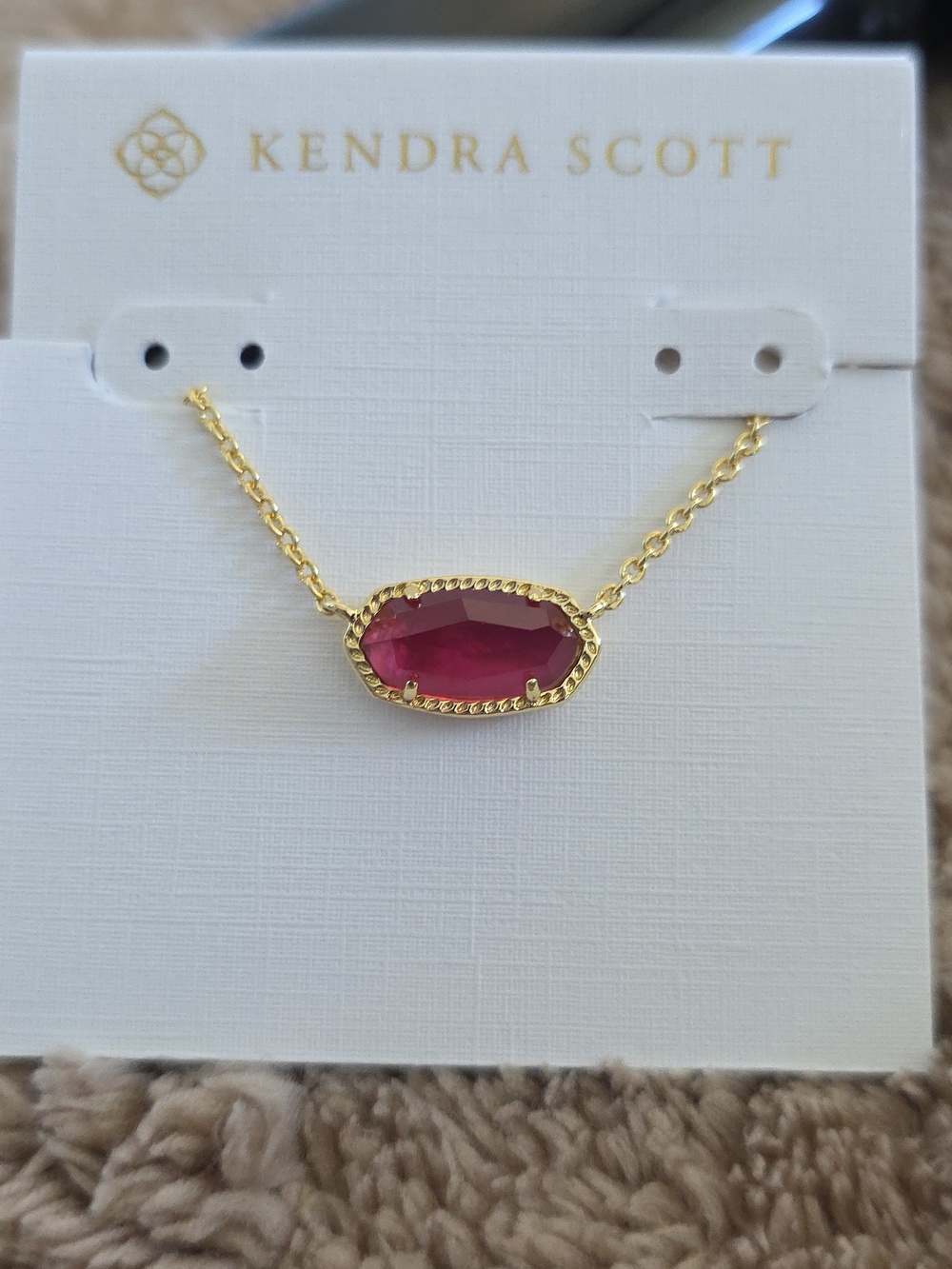 Kendra Scott Elise Gold Necklace with Berry Faceted Stone